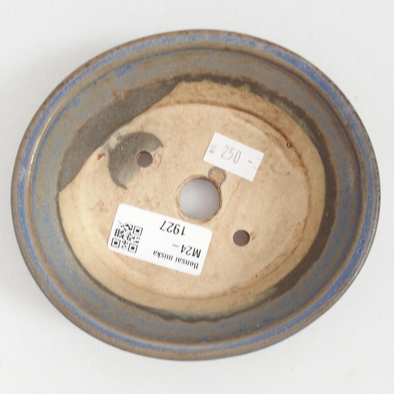 Bonsaischaal van keramiek 12,5 x 11,5 x 4 cm, kleur blauw