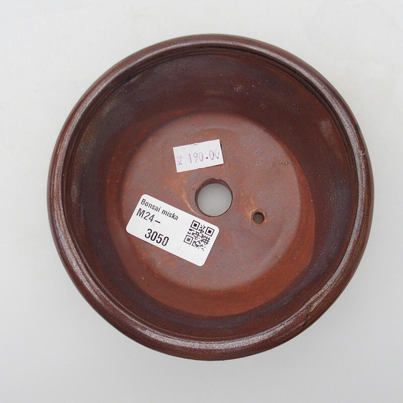 Bonsaischaal van keramiek 12,5 x 12,5 x 3,5 cm, kleur bruin-zwart