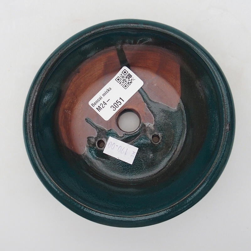 Bonsaischaal van keramiek 12,5 x 12,5 x 3,5 cm, groen