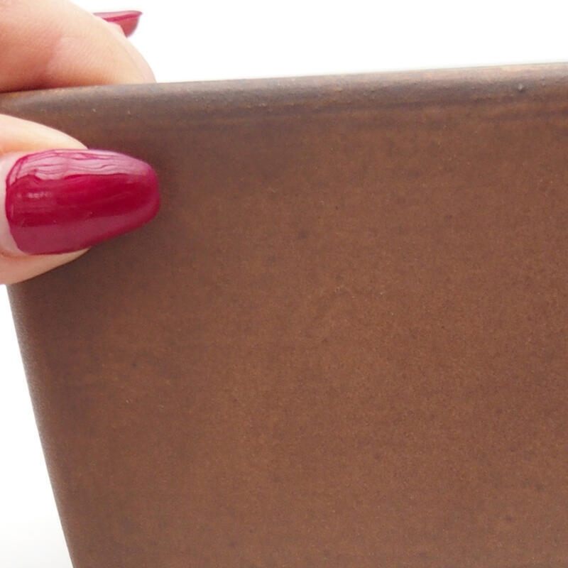 Bonsaischaal van keramiek 12,5 x 12,5 x 8 cm, bruin