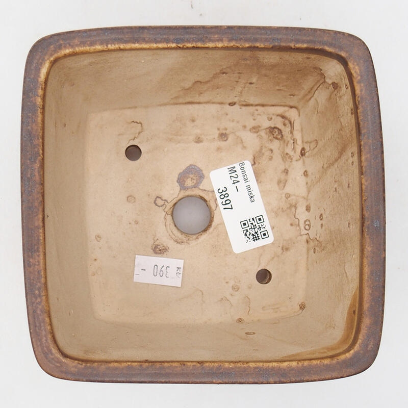 Bonsaischaal van keramiek 12,5 x 12,5 x 8 cm, bruin