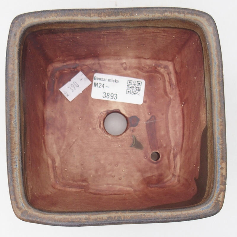 Bonsaischaal van keramiek 12,5 x 12,5 x 8 cm, kleur blauw