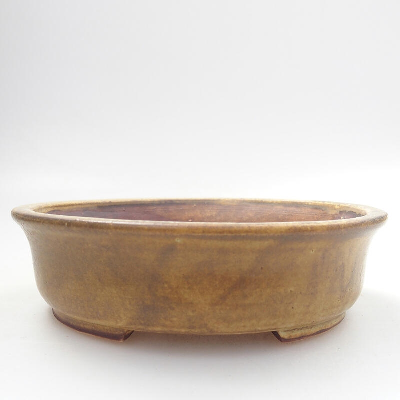 Bonsaischaal van keramiek 12,5 x 12 x 3,5 cm, bruin