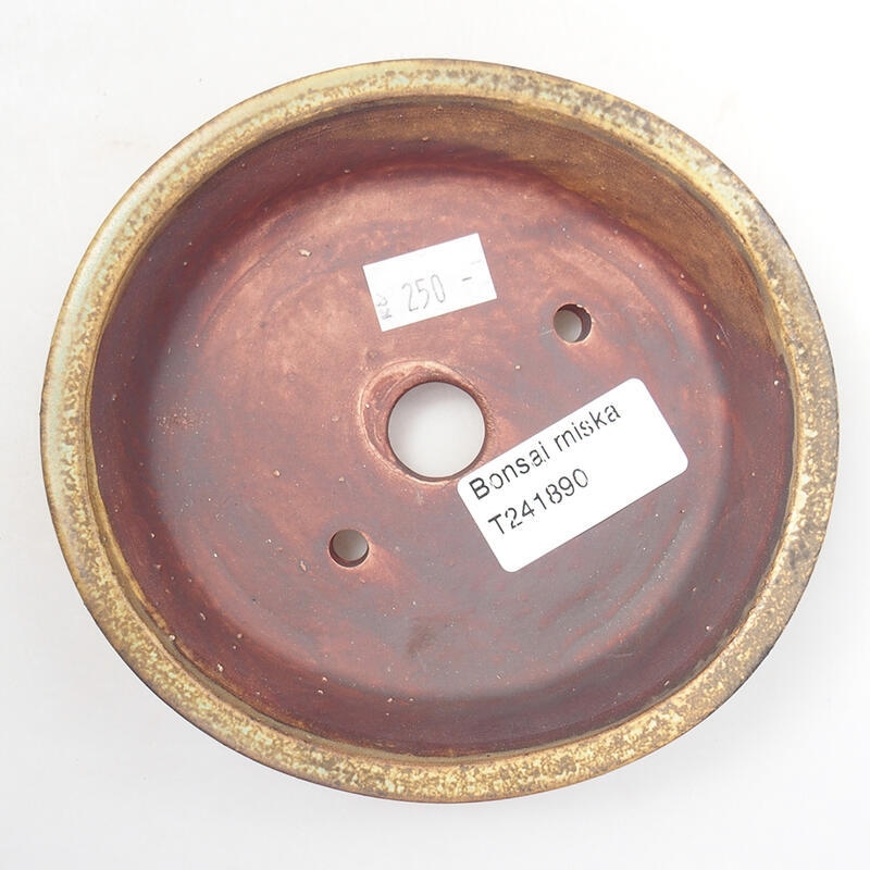 Bonsaischaal van keramiek 12,5 x 12 x 3,5 cm, bruin