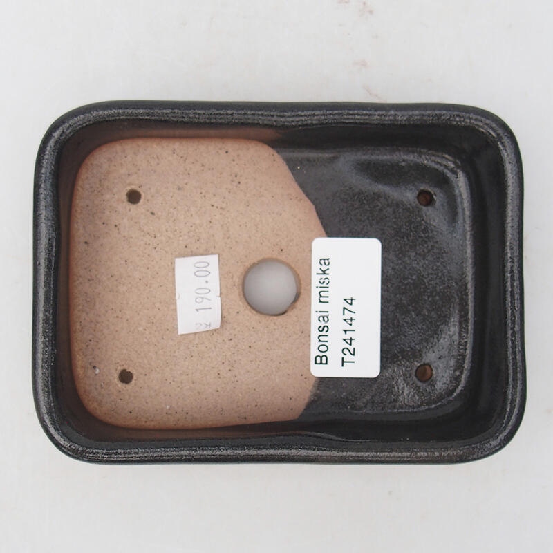 Bonsaischaal van keramiek 12,5 x 9,5 x 3 cm, grijs