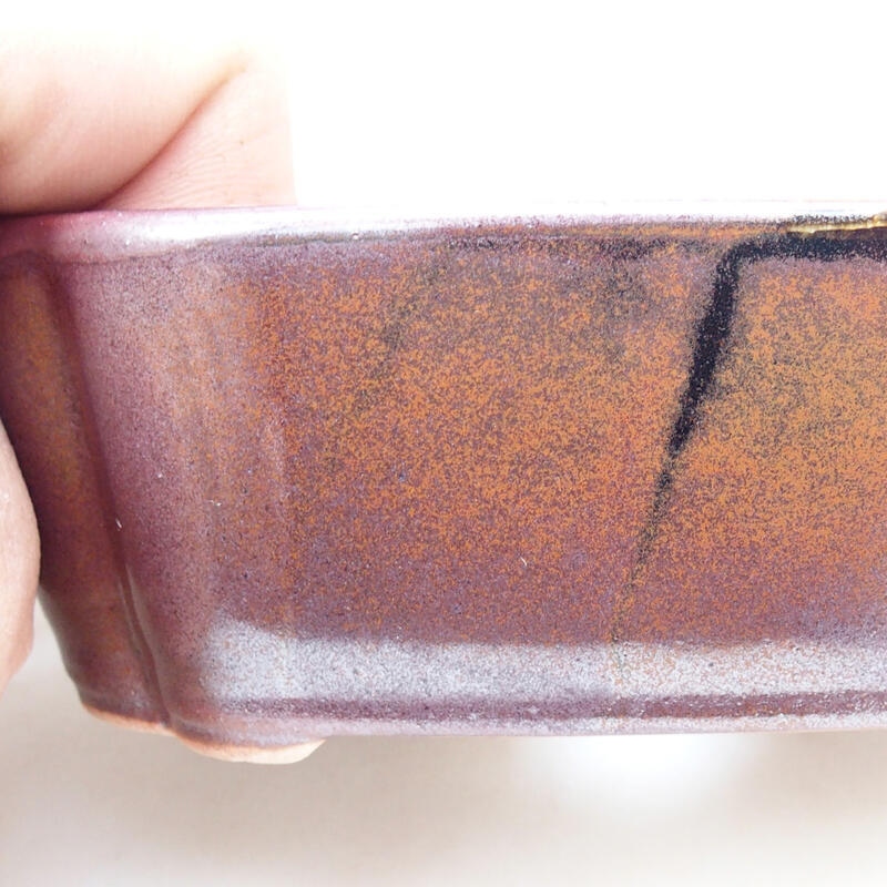 Bonsaischaal van keramiek 12,5 x 9,5 x 4,5 cm, kleur bruin-zwart