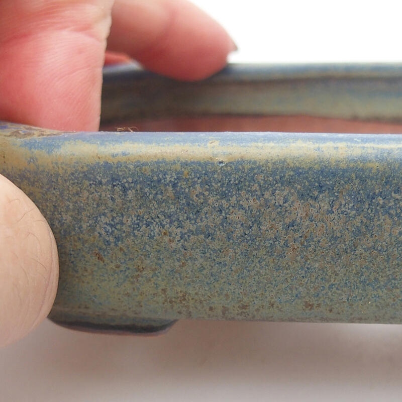 Bonsaischaal van keramiek 12,5 x 9 x 2,5 cm, kleur blauw