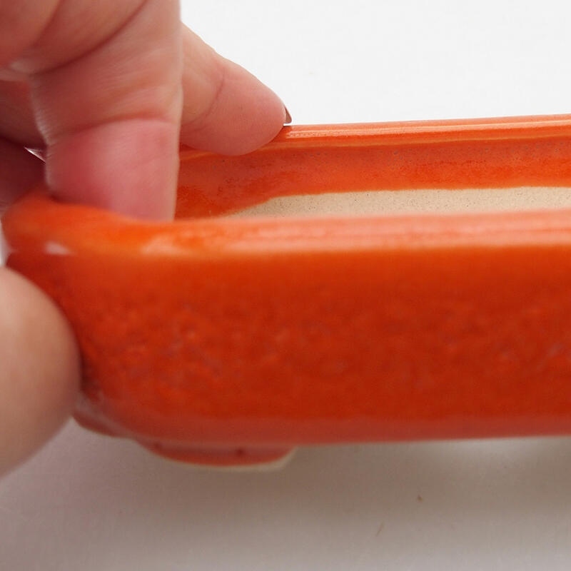 Bonsaischaal van keramiek 12,5 x 9 x 2,5 cm, oranje