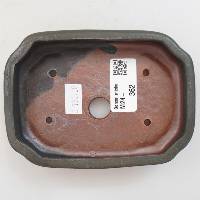 Bonsaischaal van keramiek 12,5 x 9 x 3 cm, grijs