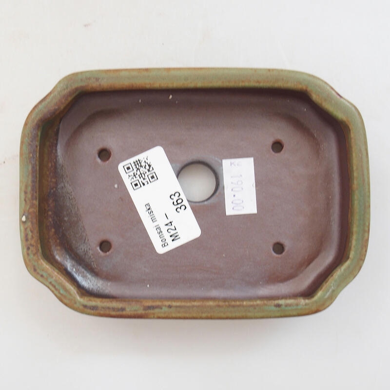 Bonsaischaal van keramiek 12,5 x 9 x 3 cm, groen