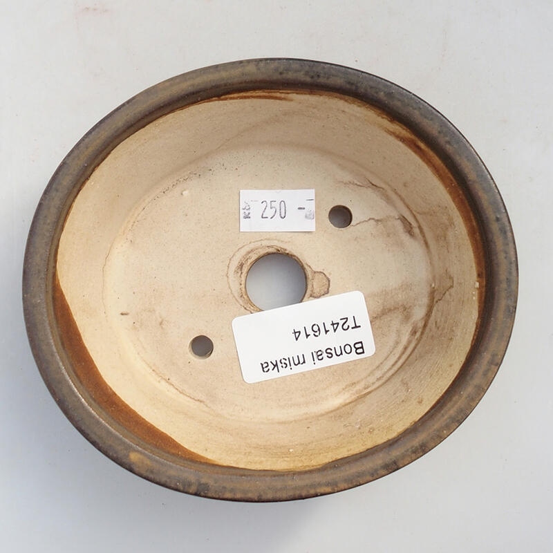 Bonsaischaal van keramiek 12 x 10,5 x 3,5 cm, bruin