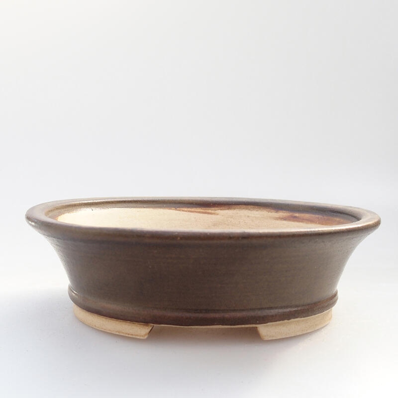 Bonsaischaal van keramiek 12 x 10,5 x 3,5 cm, bruin
