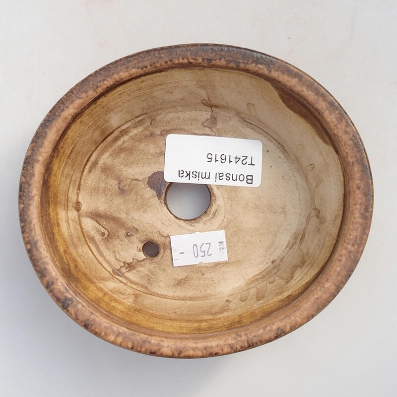 Bonsaischaal van keramiek 12 x 10,5 x 3,5 cm, bruin-roze