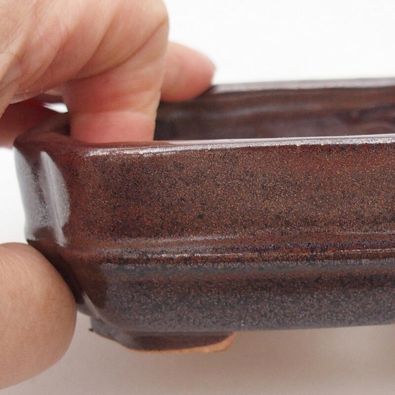 Bonsaischaal van keramiek 12 x 10 x 3,5 cm, bruin