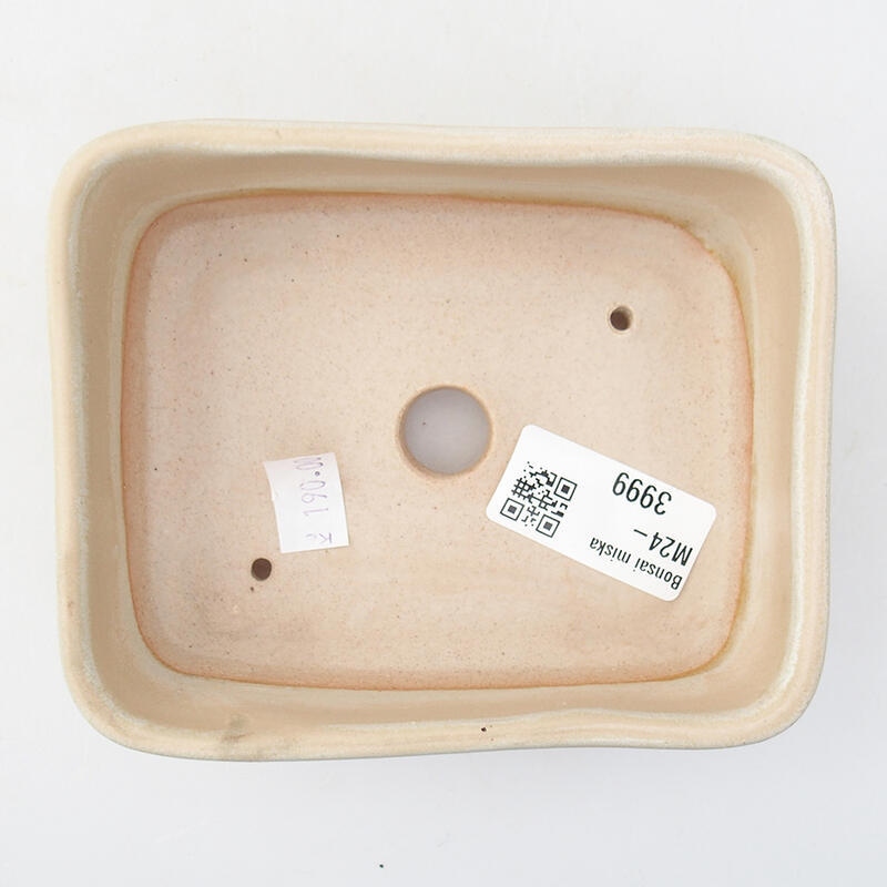 Bonsaischaal van keramiek 12 x 10 x 4 cm, kleur beige