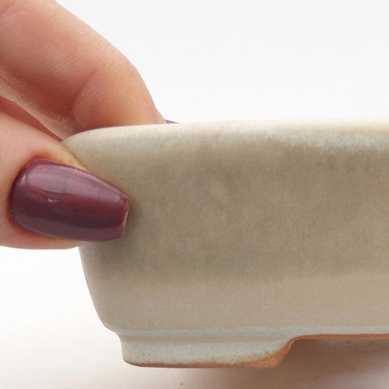Bonsaischaal van keramiek 12 x 10 x 4 cm, kleur beige