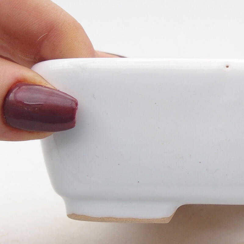 Bonsaischaal van keramiek 12 x 10 x 4 cm, kleur wit