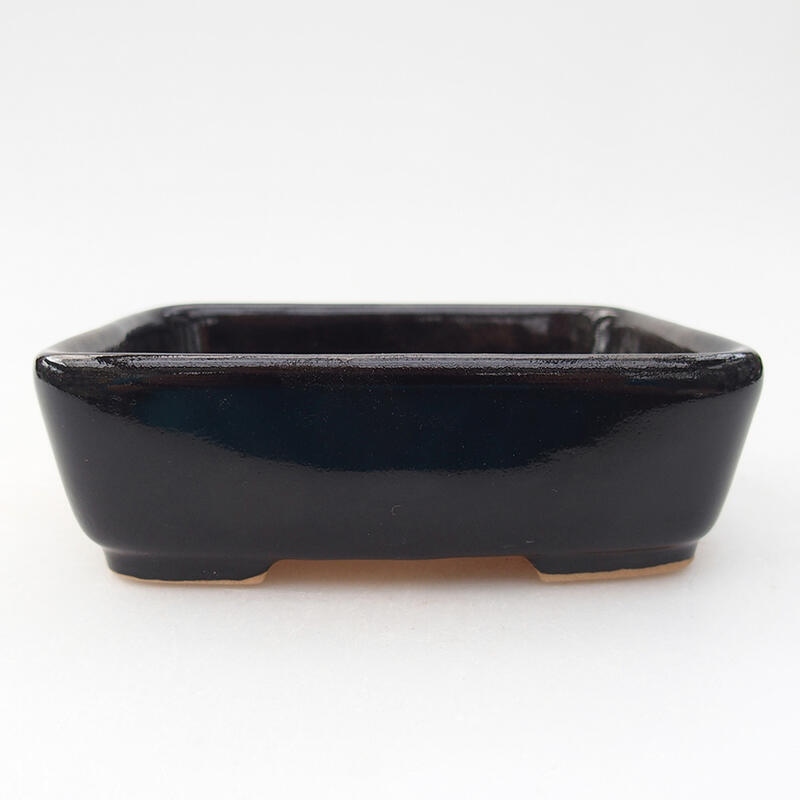 Bonsaischaal van keramiek 12 x 10 x 4 cm, zwart