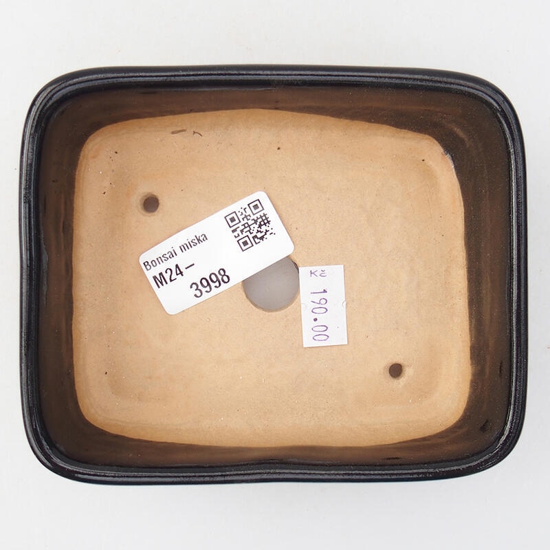 Bonsaischaal van keramiek 12 x 10 x 4 cm, zwart
