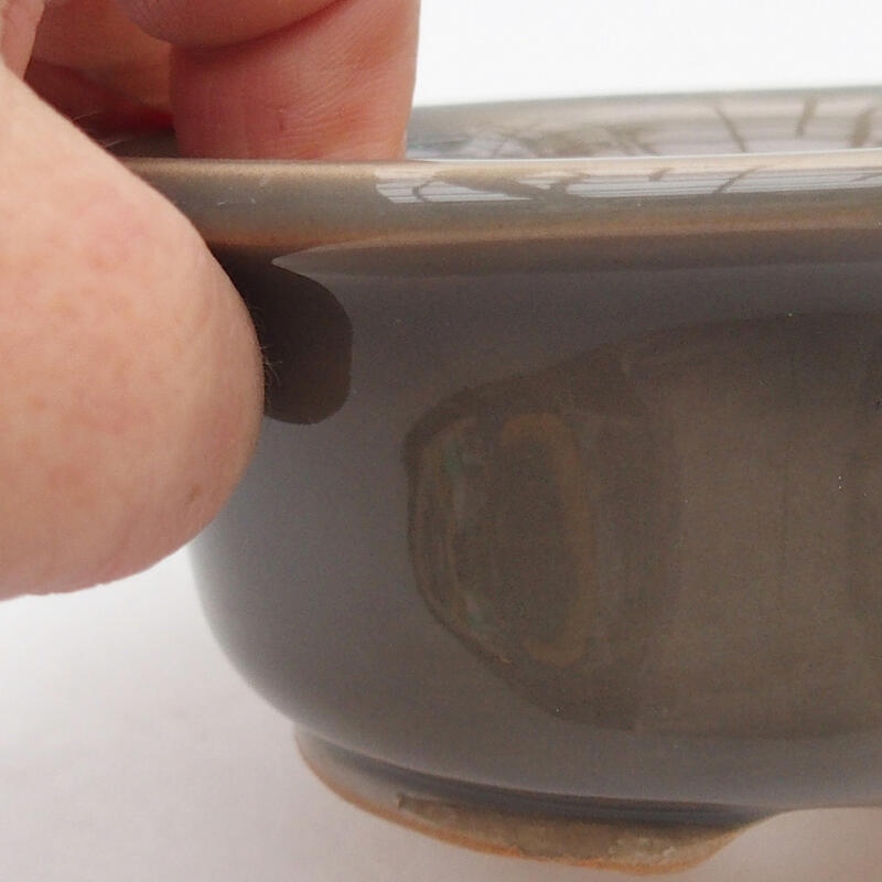 Bonsaischaal van keramiek 12 x 12 x 5 cm, grijs