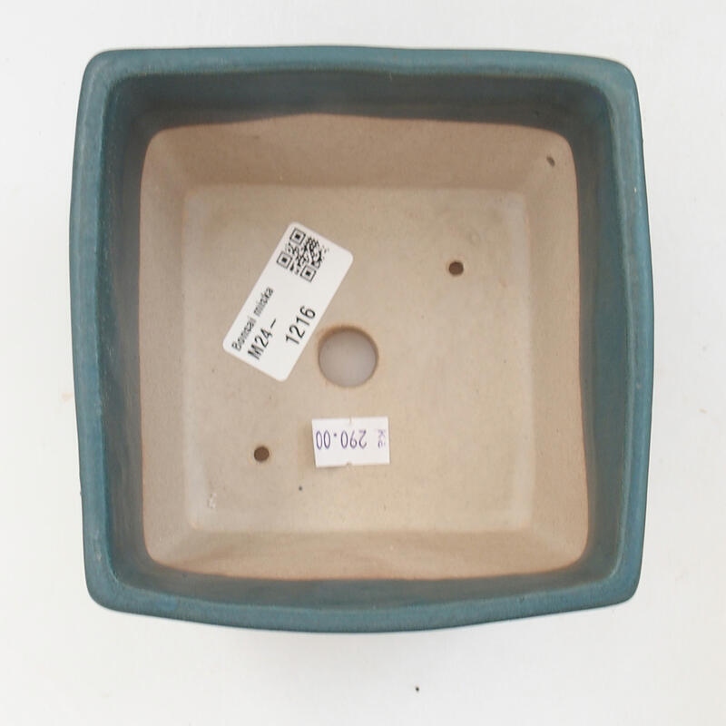Bonsaischaal van keramiek 12 x 12 x 8,5 cm, kleur blauw