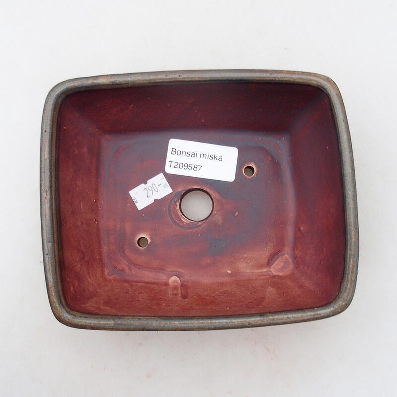 Bonsaischaal van keramiek 12 x 15 x 6 cm, bruin