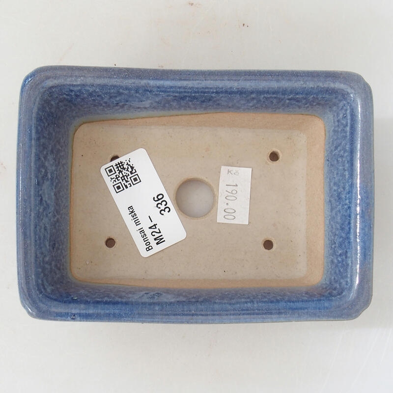 Bonsaischaal van keramiek 12 x 8,5 x 4,5 cm, kleur blauw