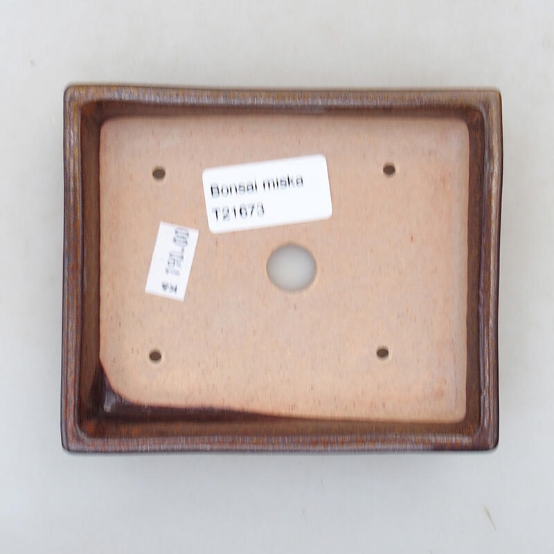 Bonsaischaal van keramiek 12 x 9,5 x 2,5 cm, bruin