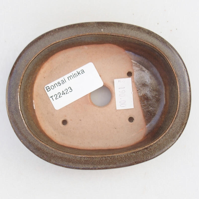 Bonsaischaal van keramiek 12 x 9,5 x 3 cm, bruin