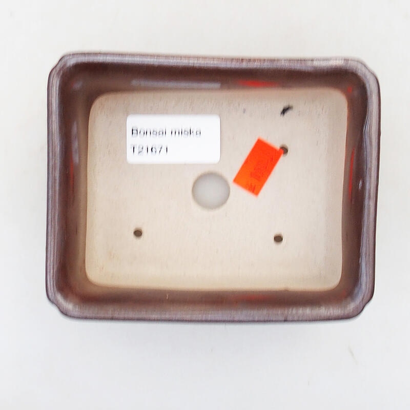 Bonsaischaal van keramiek 12 x 9,5 x 4,5 cm, bruin
