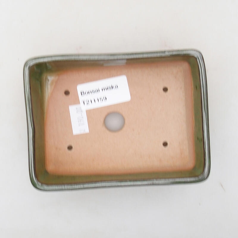 Bonsaischaal van keramiek 12 x 9 x 4 cm, groen