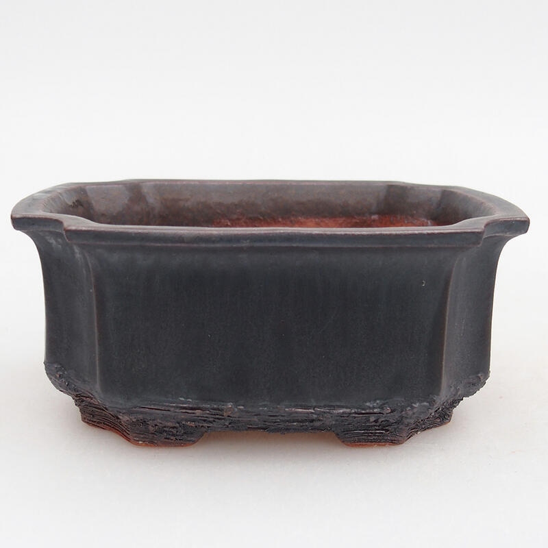 Bonsaischaal van keramiek 12 x 9 x 5,5 cm, metaalkleur