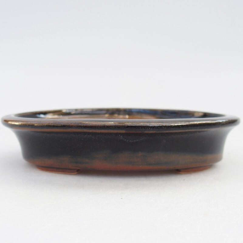 Bonsaischaal van keramiek 13,5 x 10,5 x 3 cm, zwartbruin