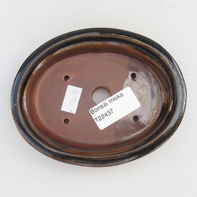 Bonsaischaal van keramiek 13,5 x 10,5 x 3 cm, zwartbruin