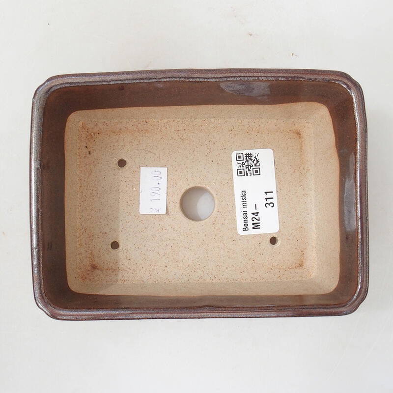 Bonsaischaal van keramiek 13,5 x 10,5 x 5 cm, bruin