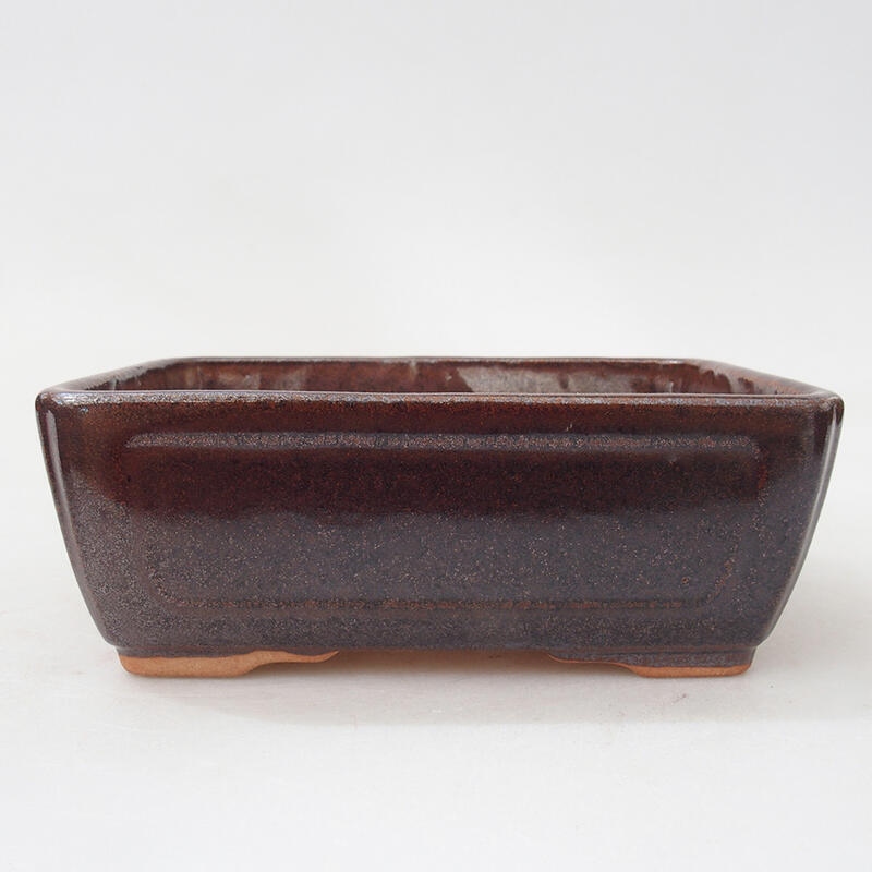 Bonsaischaal van keramiek 13,5 x 10,5 x 5 cm, bruin