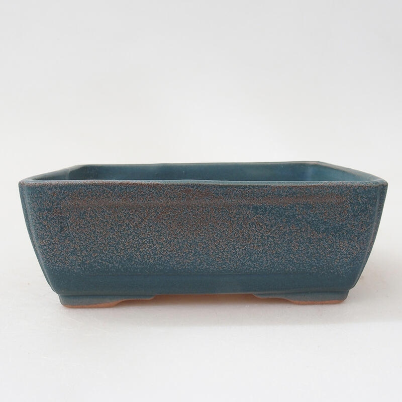 Bonsaischaal van keramiek 13,5 x 10,5 x 5 cm, kleur blauw