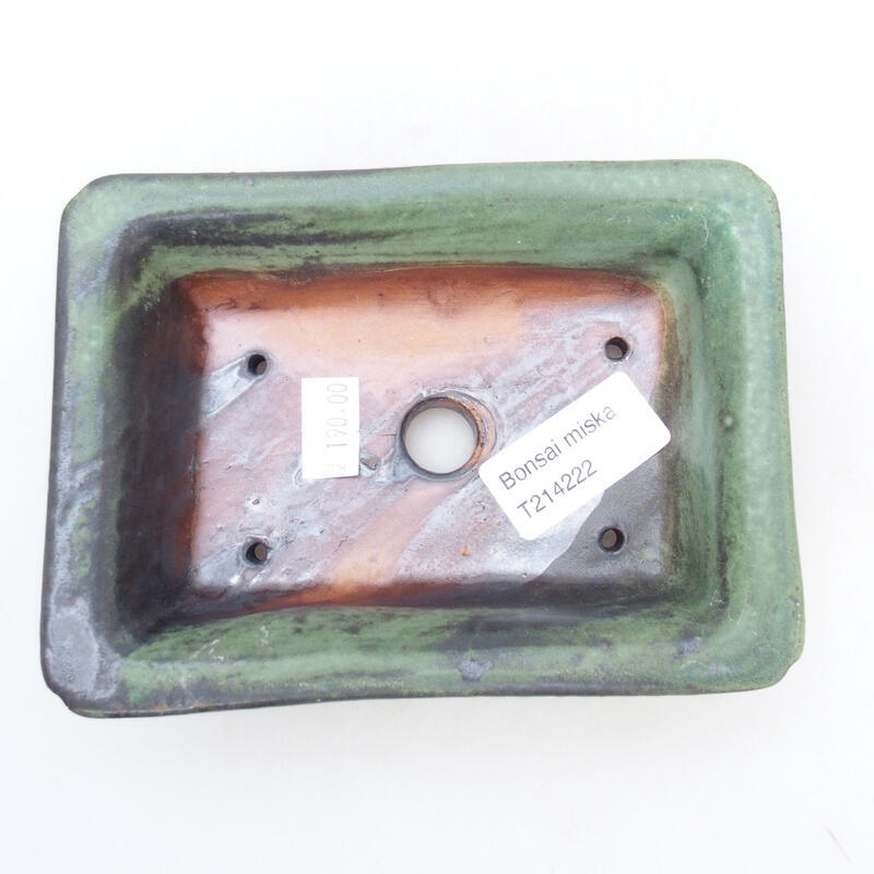 Bonsaischaal van keramiek 13,5 x 10 x 4 cm, grijsgroen