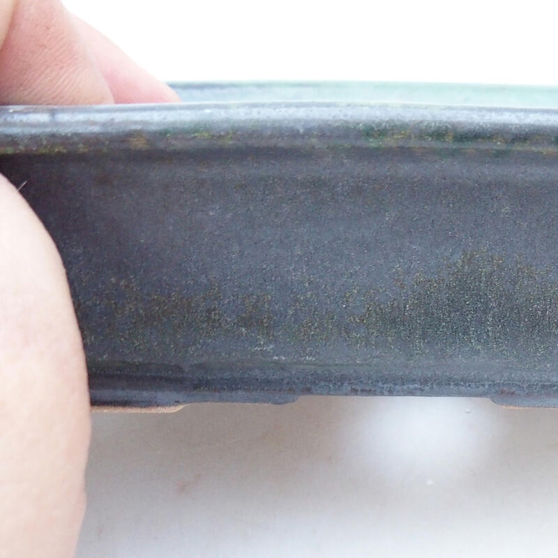 Bonsaischaal van keramiek 13,5 x 10 x 4 cm, grijsgroen