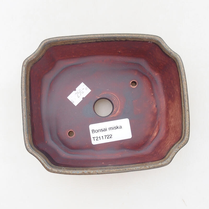 Bonsaischaal van keramiek 13,5 x 11,5 x 4,5 cm, bruin
