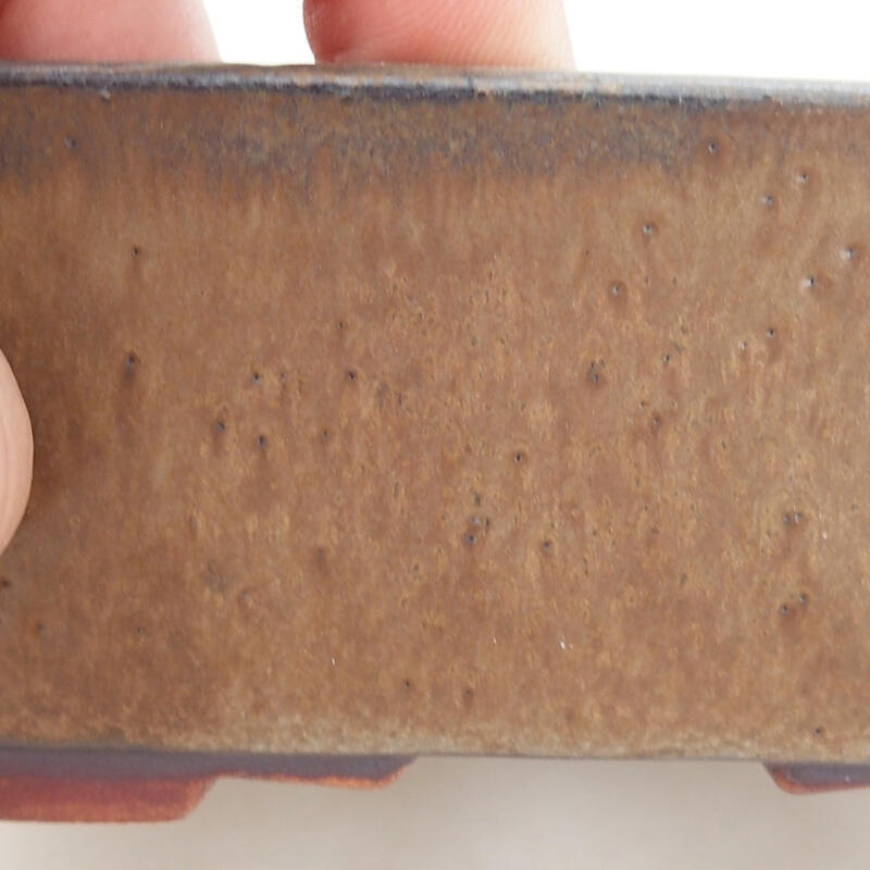 Bonsaischaal van keramiek 13,5 x 11,5 x 4,5 cm, bruin