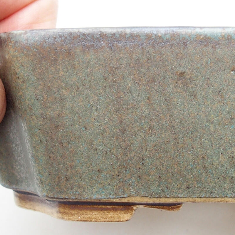 Bonsaischaal van keramiek 13,5 x 11,5 x 4,5 cm, groen