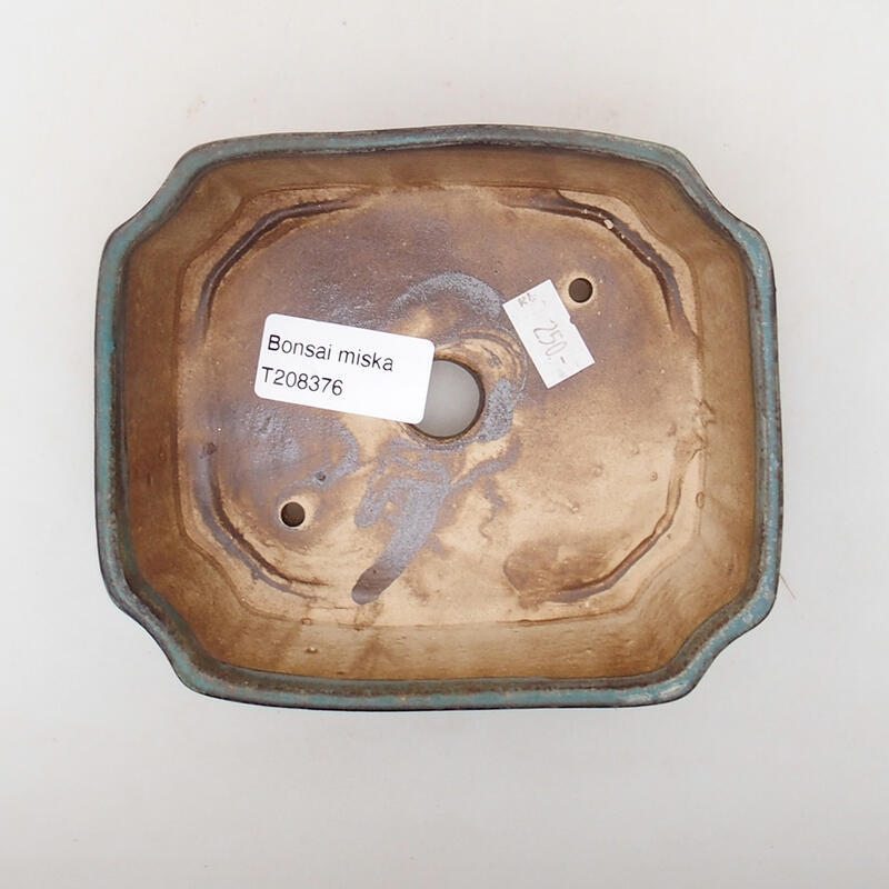 Bonsaischaal van keramiek 13,5 x 11,5 x 4,5 cm, groen
