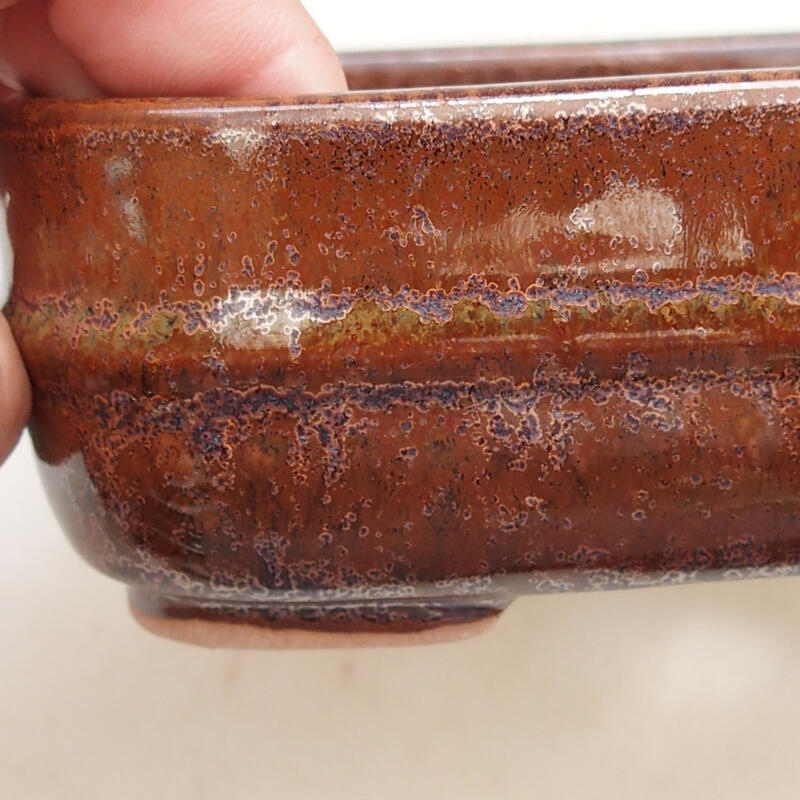 Bonsaischaal van keramiek 13,5 x 11,5 x 5 cm, bruin