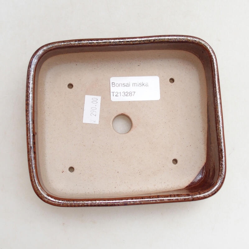 Bonsaischaal van keramiek 13,5 x 11,5 x 5 cm, bruin