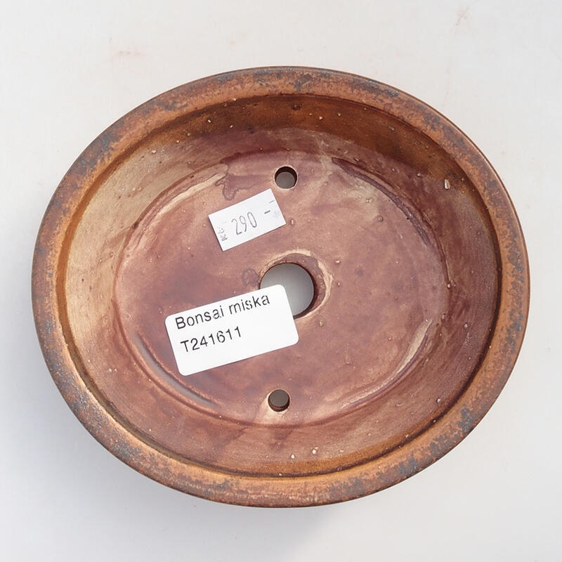 Bonsaischaal van keramiek 13,5 x 12 x 4 cm, bruin