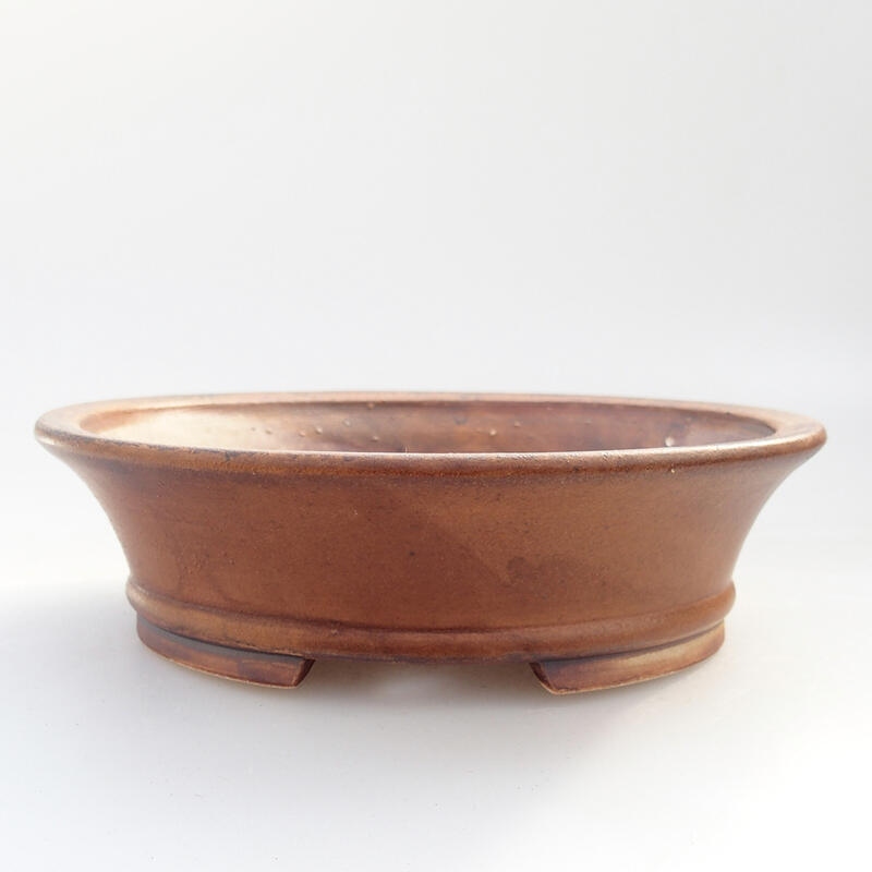 Bonsaischaal van keramiek 13,5 x 12 x 4 cm, bruin