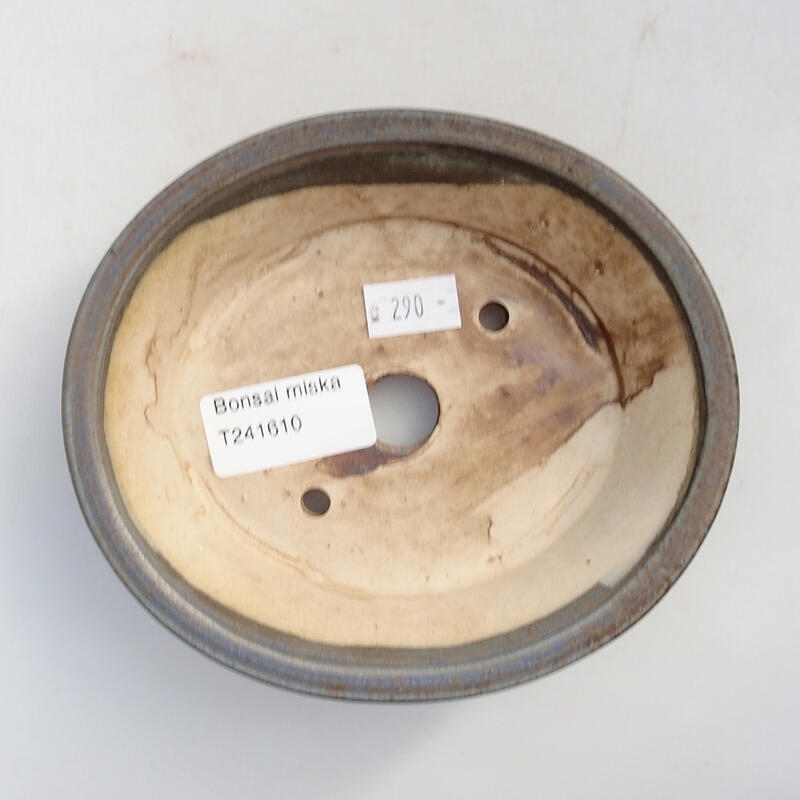 Bonsaischaal van keramiek 13,5 x 12 x 4 cm, kleur blauw