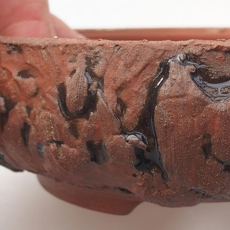 Bonsaischaal van keramiek 13,5 x 13,5 x 4 cm, bruin