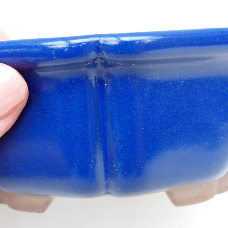 Bonsaischaal van keramiek 13,5 x 13,5 x 5 cm, kleur blauw